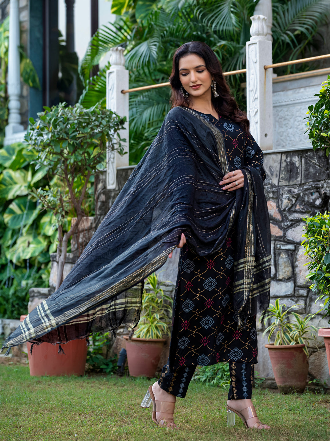 Stylish Printed Cotton Suit Set with Dupatta
