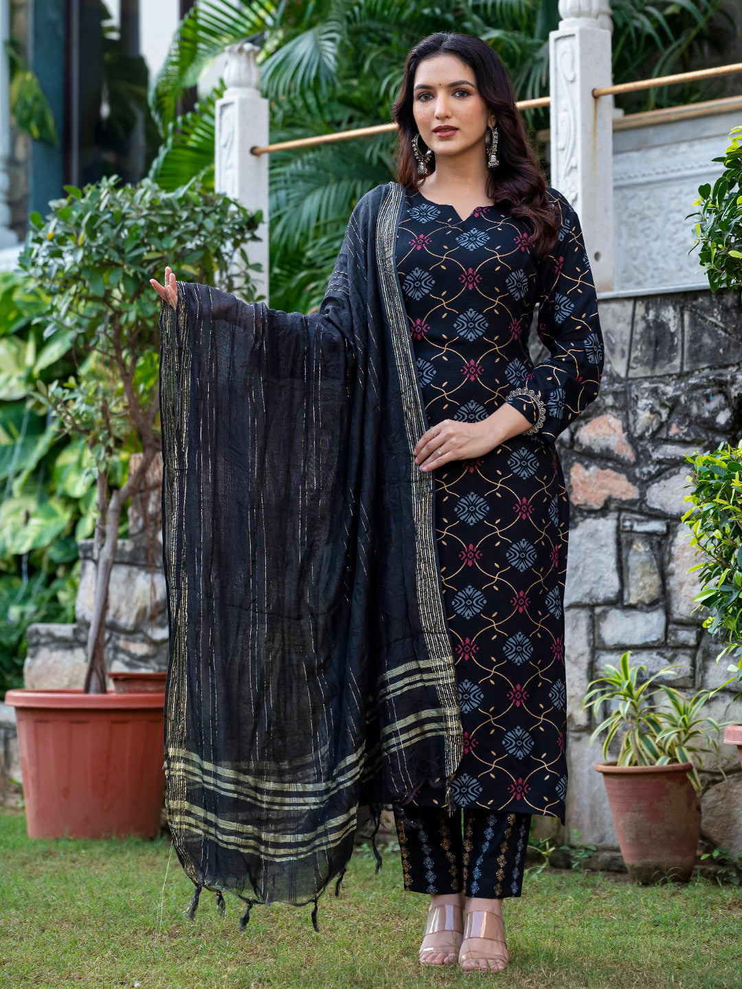 Stylish Printed Cotton Suit Set with Dupatta