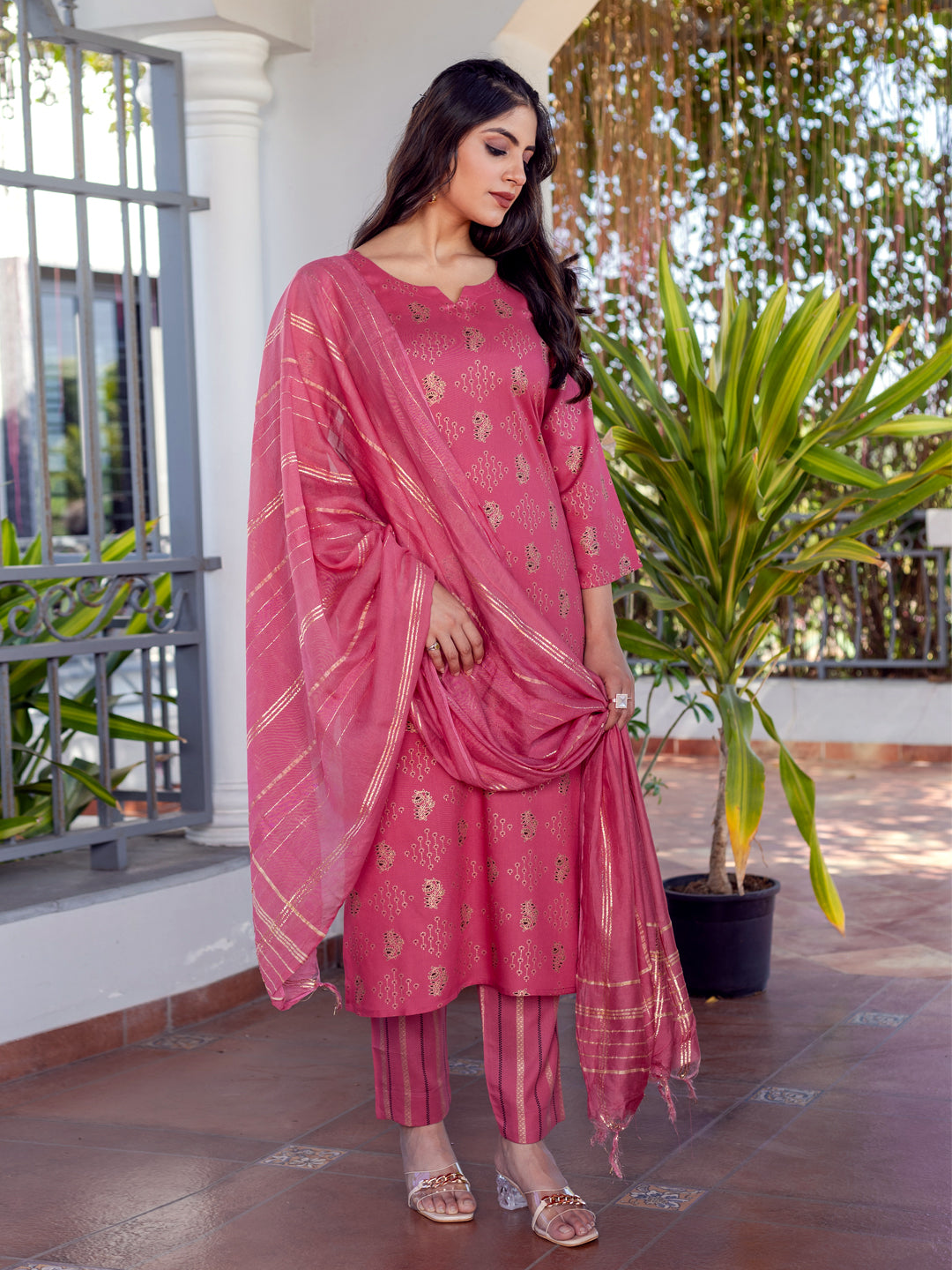 Stylish Printed Cotton Suit Set with Dupatta