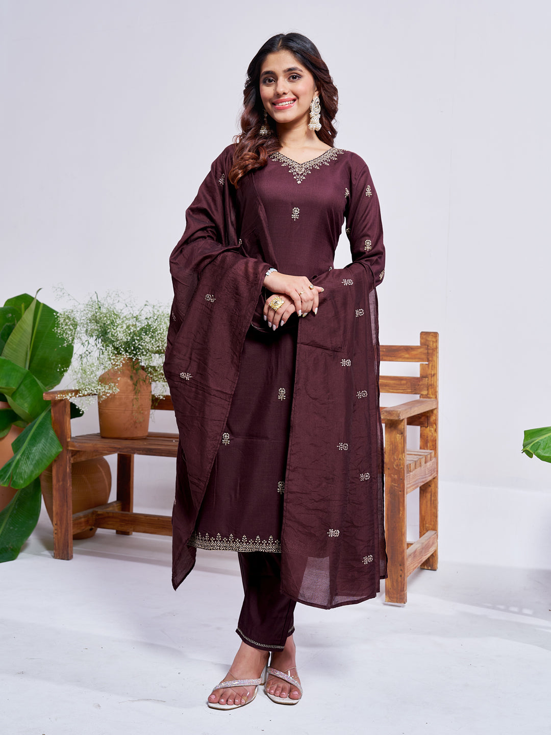 Graceful Embroidered Cotton Suit Set with Dupatta