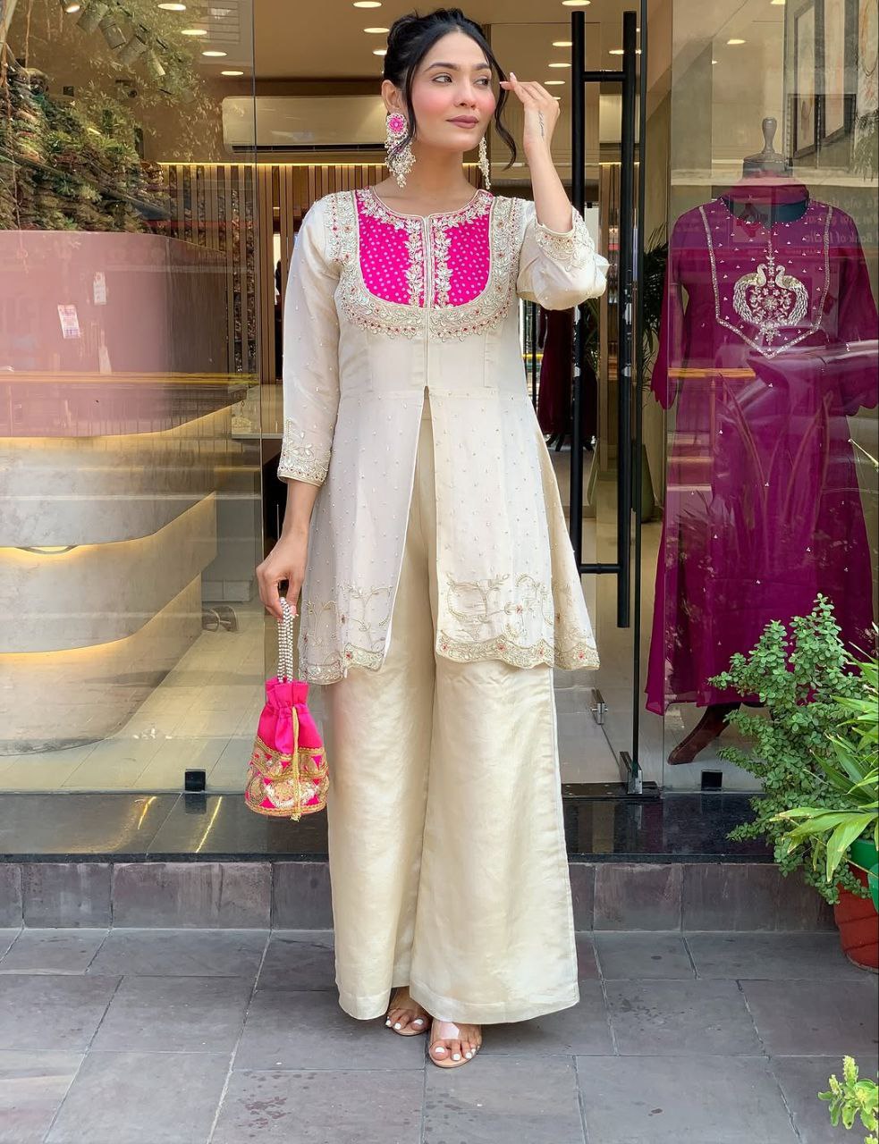 Elegant Embellished Kurta Set with Plazzo