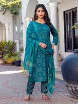 Stylish Printed Cotton Suit Set with Dupatta