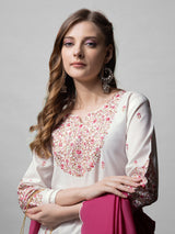 Elegant Embroidered Cotton Suit Set with Dupatta