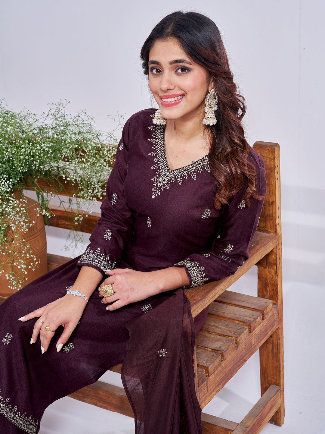 Graceful Embroidered Cotton Suit Set with Dupatta