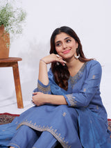 Graceful Embroidered Cotton Suit Set with Dupatta