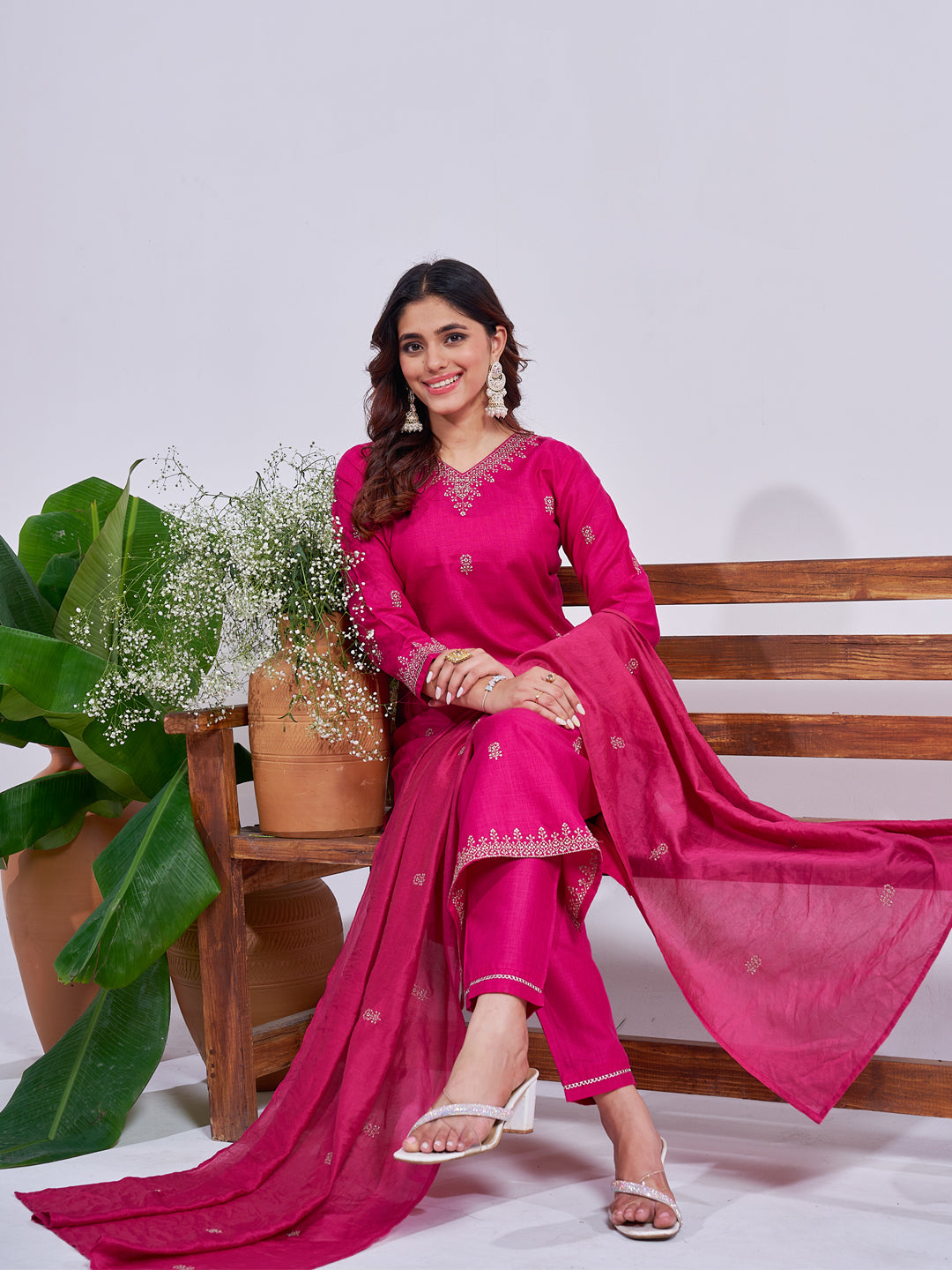 Graceful Embroidered Cotton Suit Set with Dupatta