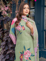 Artistic Floral Print Straight Kurta Set with Trousers & Dupatta