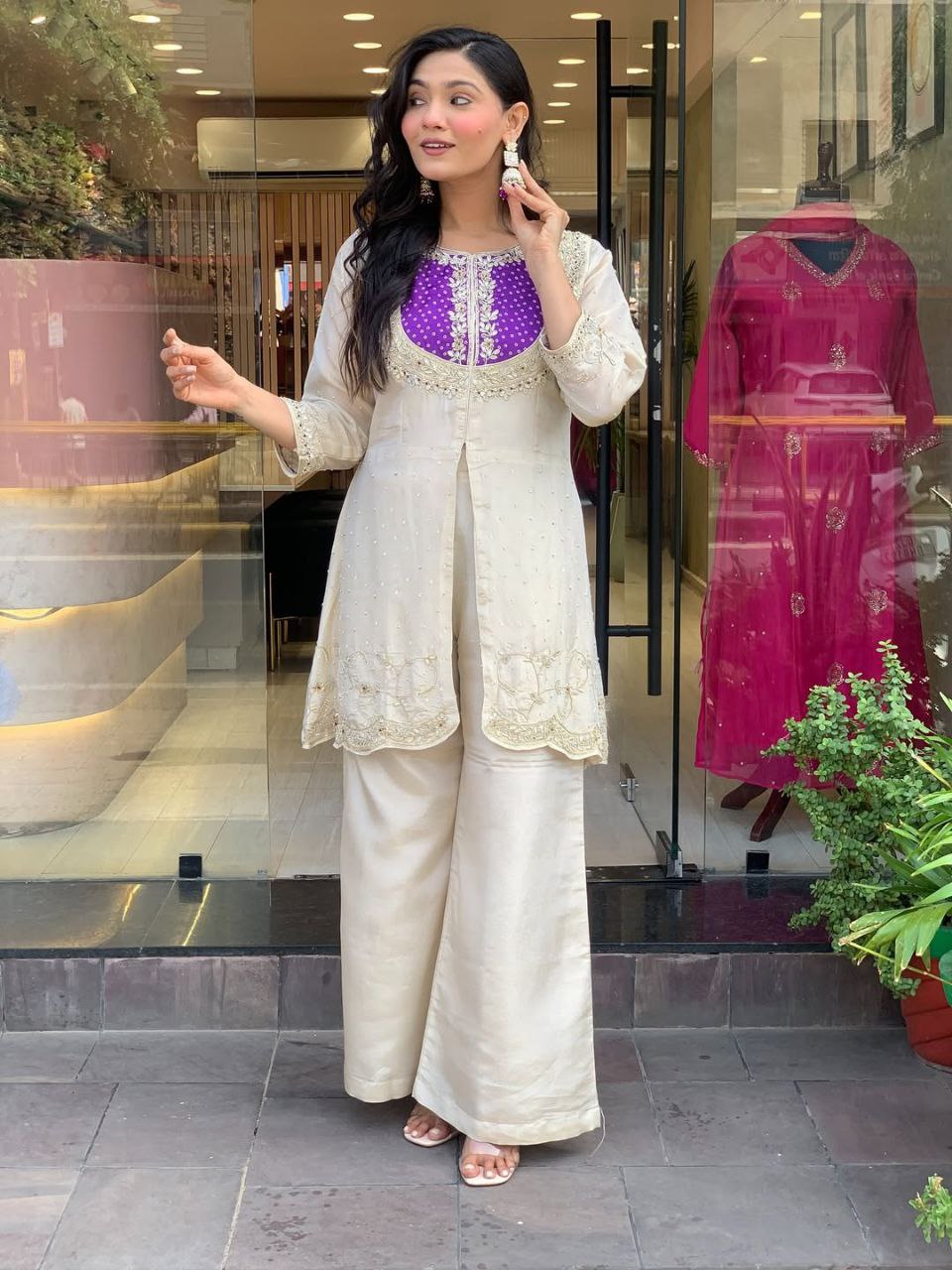Elegant Embellished Kurta Set with Plazzo