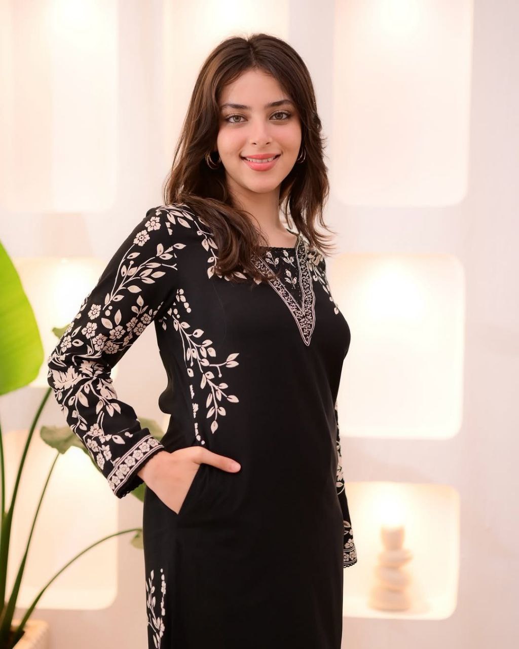 "Midnight Bloom" Embroidered Black Kurta & Palazzo Set